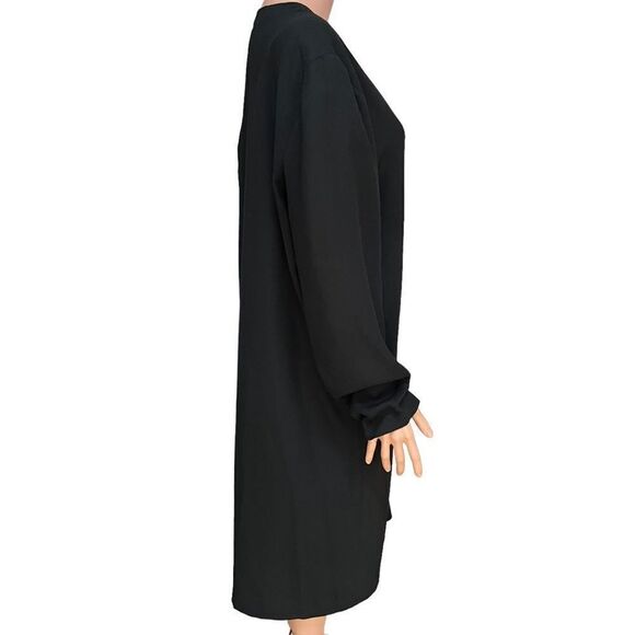 Diane Von FURSTENBERG vintage black button down midi dress shoulder pads size L - Picture 3 of 7